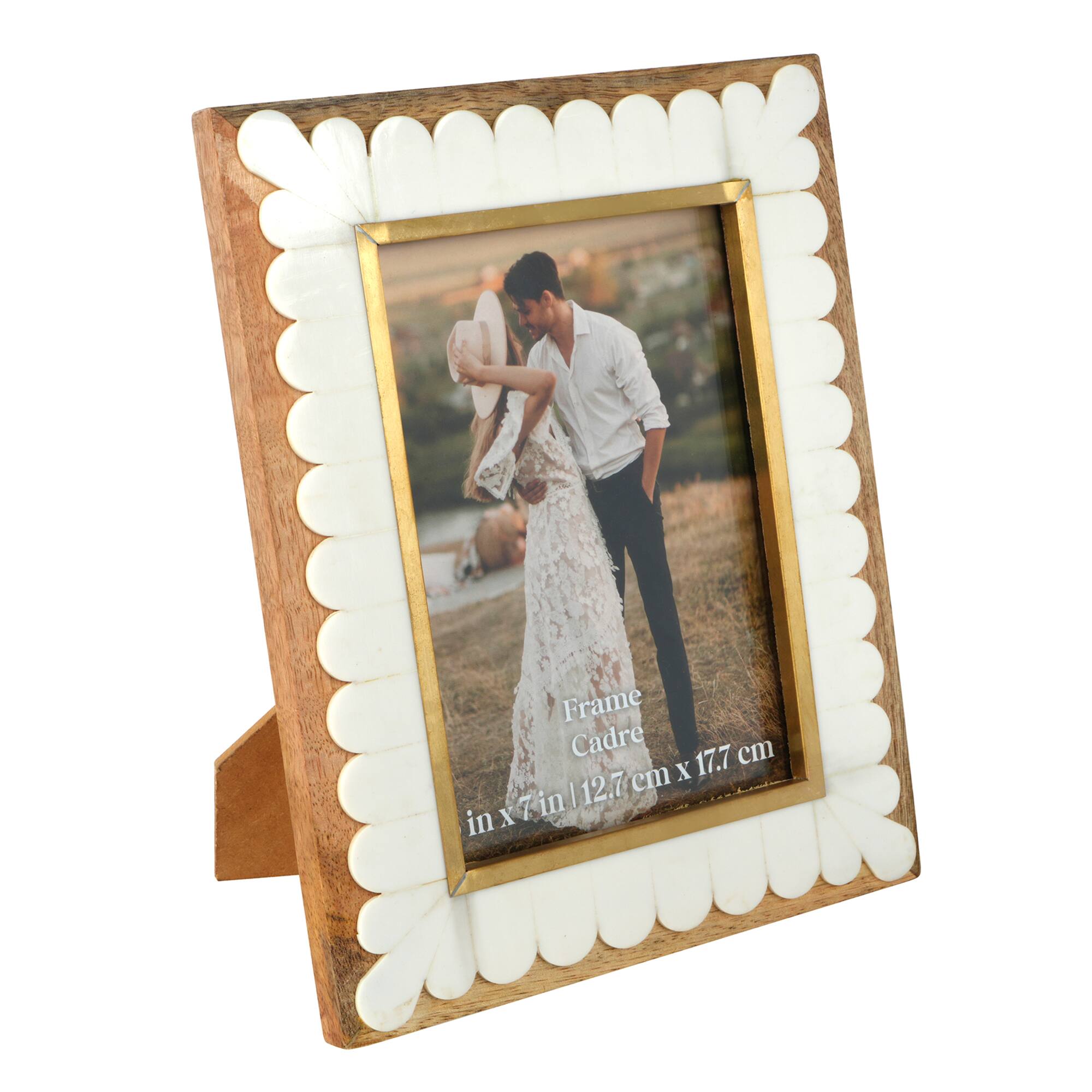 5" x 7" White Scallop & Wood Frame by Ashland®